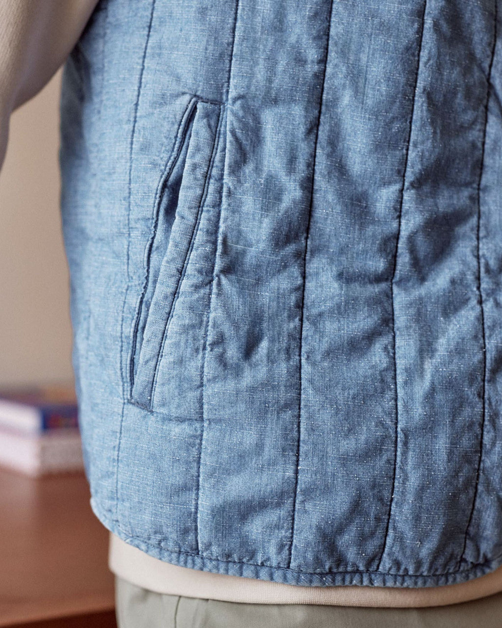 Light Denim Cotton Sleeveless Jacket