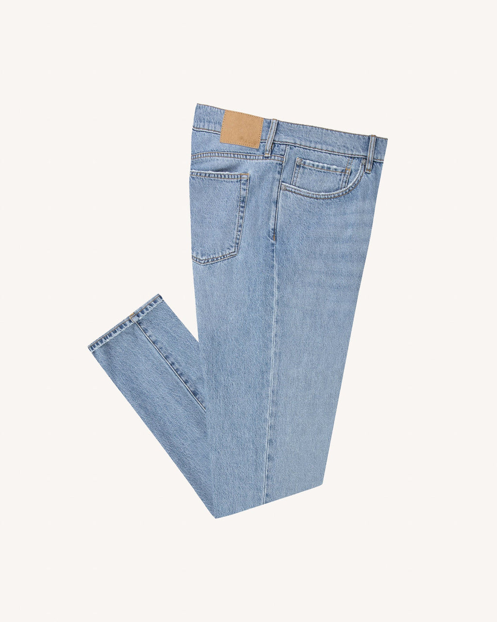 Jeans Dritti in Denim Chiaro di Cotone