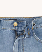 Jeans Dritti in Denim Chiaro di Cotone