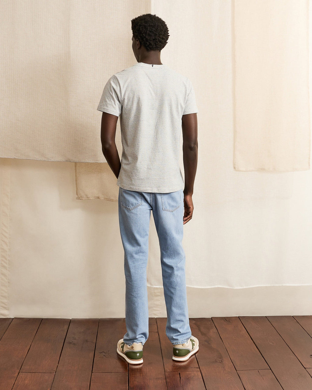 Jeans Dritti in Denim Chiaro di Cotone
