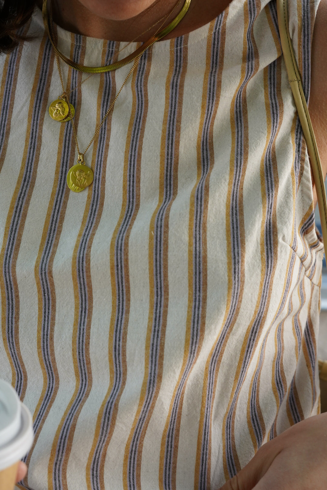Camel/Lilac Striped Martin Top