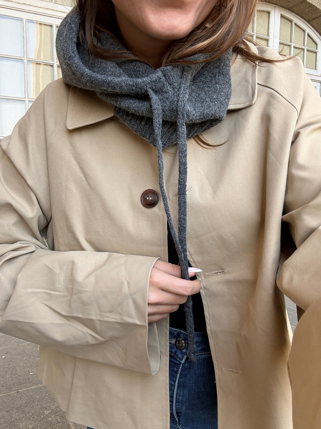 Grey wool and cashmere balaclava