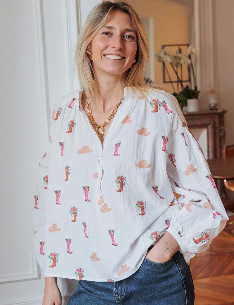 Blouse Blanche Cow