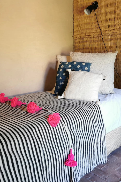 Plaid Berbère Pompon Rose