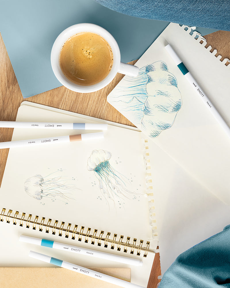 5 Feutres - Aquatic Purity - Emott By Uni-Ball