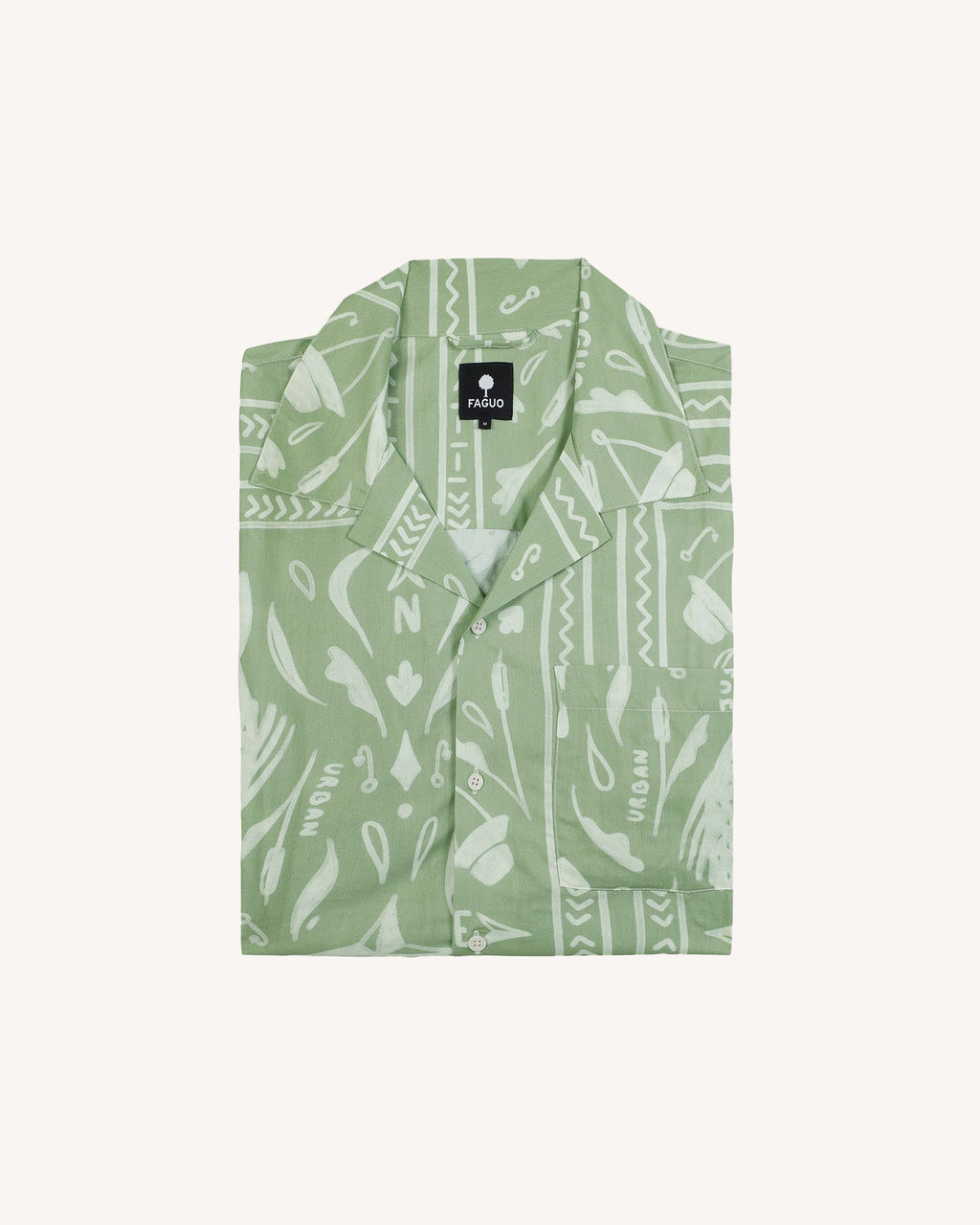 Camicia con motivo kaki ed écru in cotone