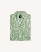 Camicia con motivo kaki ed écru in cotone