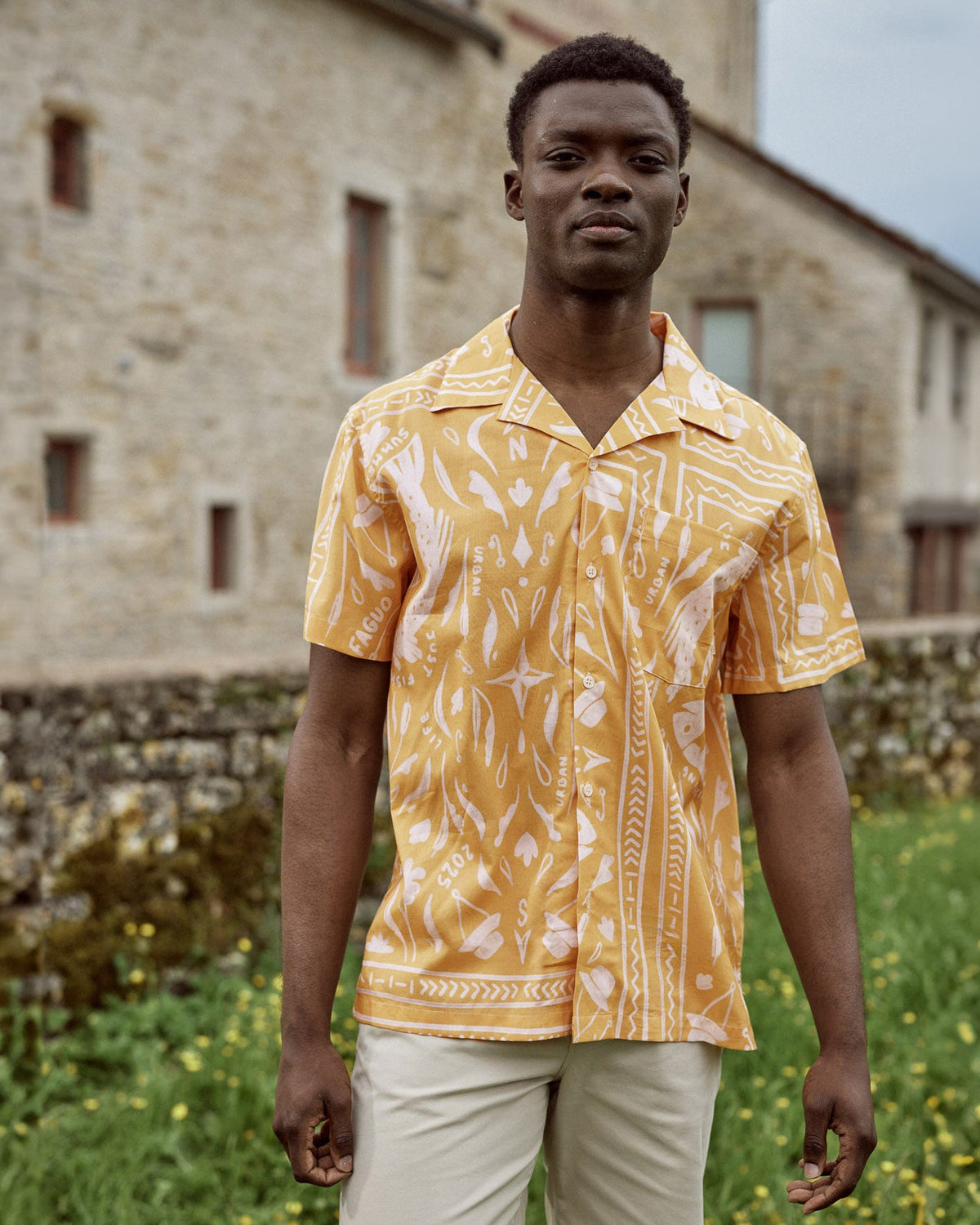 Chemise Manches Courtes Ocre Coton