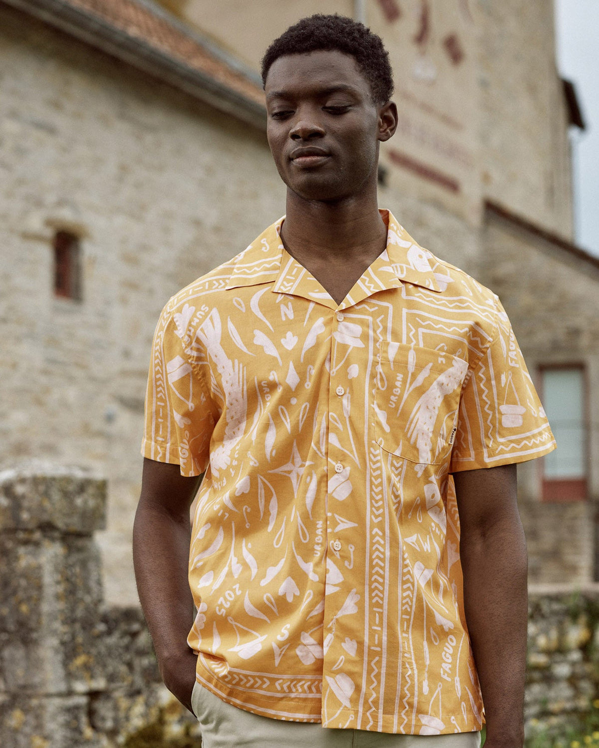 Chemise Manches Courtes Ocre Coton