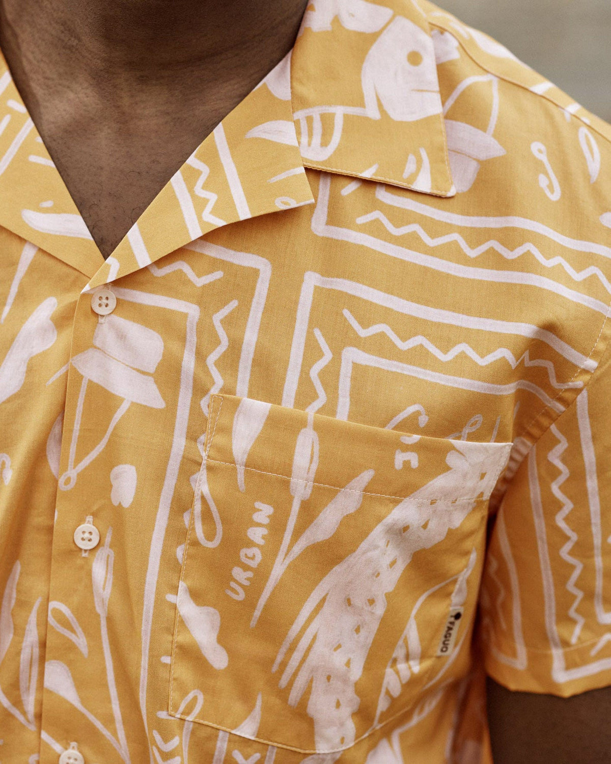 Chemise Manches Courtes Ocre Coton