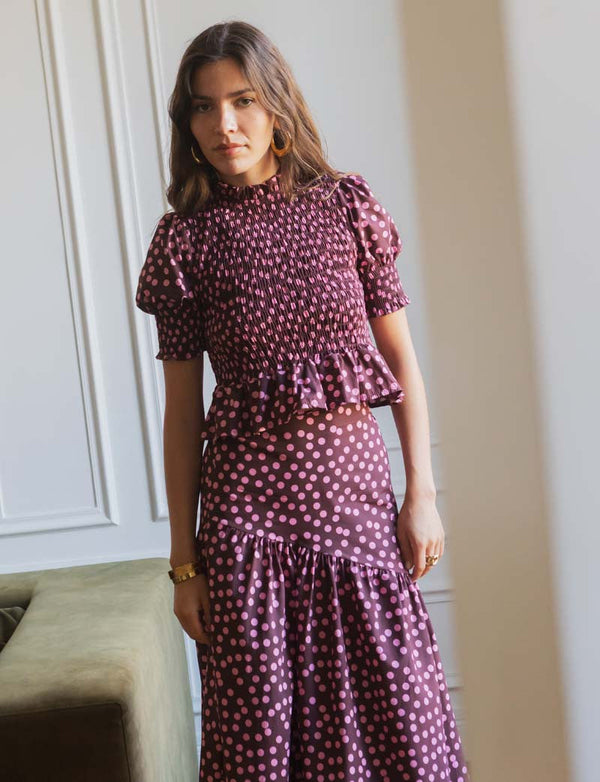 Top À Pois Bordeaux & Rose Paloma