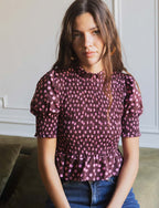 Top de Lunares Burdeos y Rosa Paloma