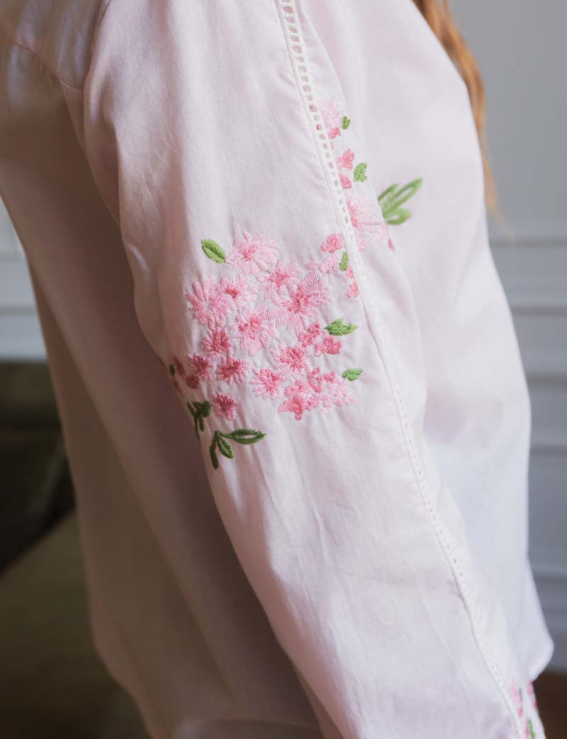 Roze Geborduurde Blouse Sabela