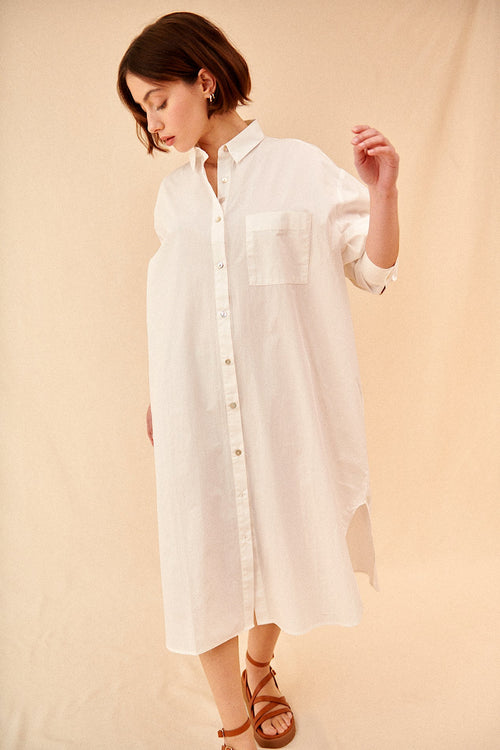 Oversized shirt dress blanc ecru garance paris spring summer clothing Woman 