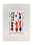 Tapis Berbère Marocain Azilal - Ecru À Motifs Colorés