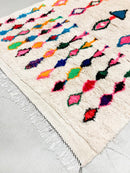 Tapis Berbère Marocain Azilal - Ecru À Motifs Colorés