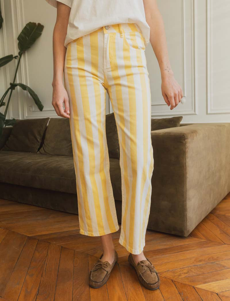 Jeans a Righe Giallo Evori