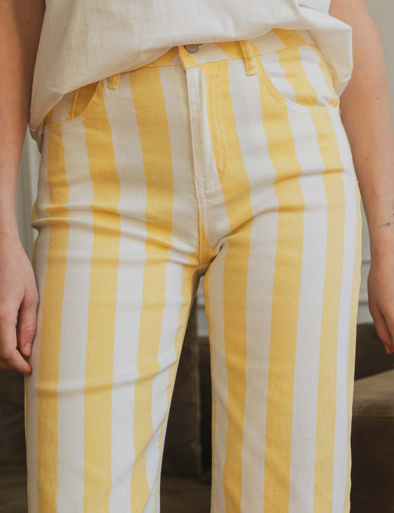 Jeans a Righe Giallo Evori