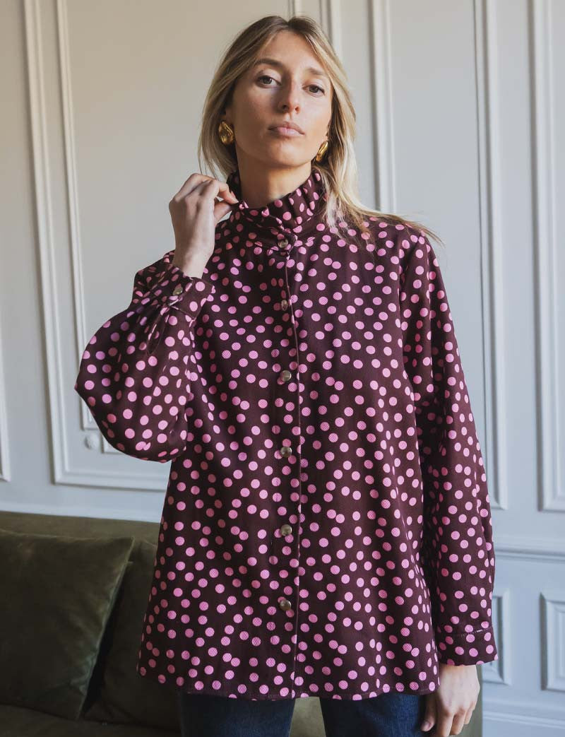 Veste À Pois Bordeaux & Rose Denvy