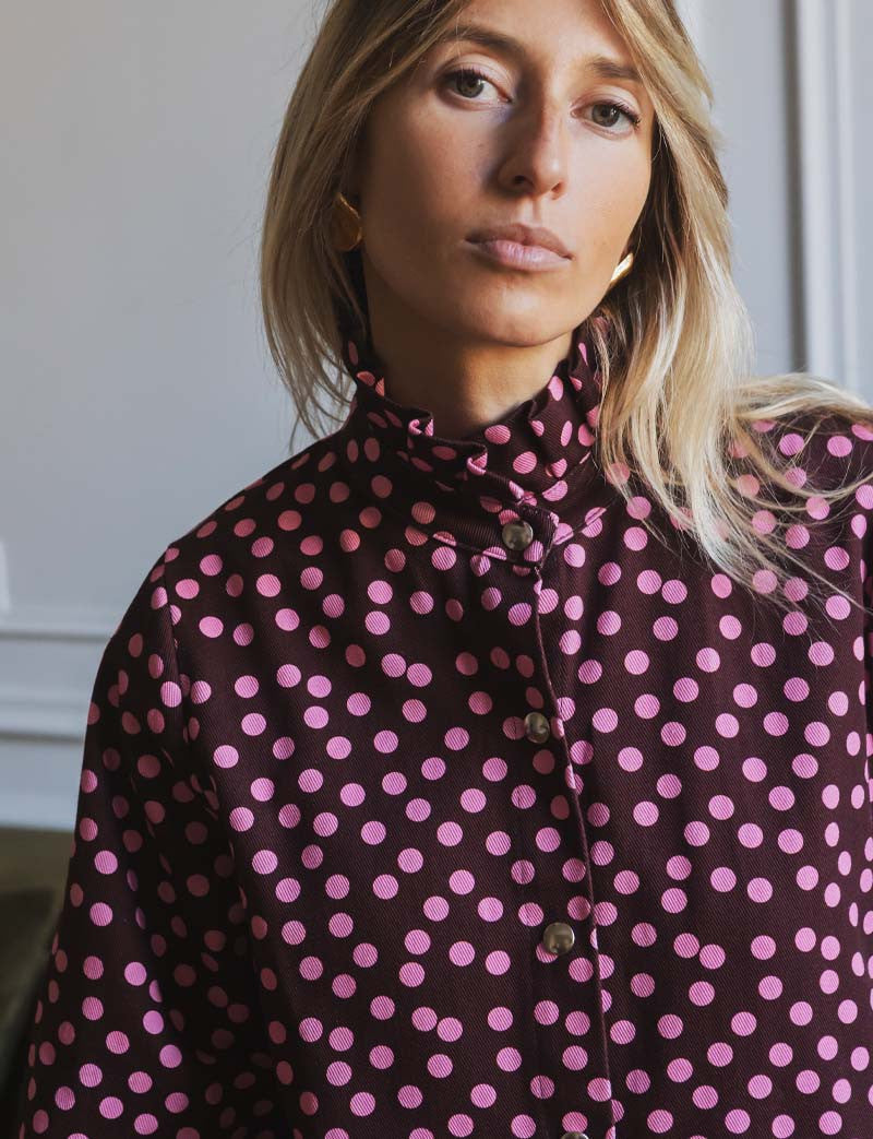 Veste À Pois Bordeaux & Rose Denvy