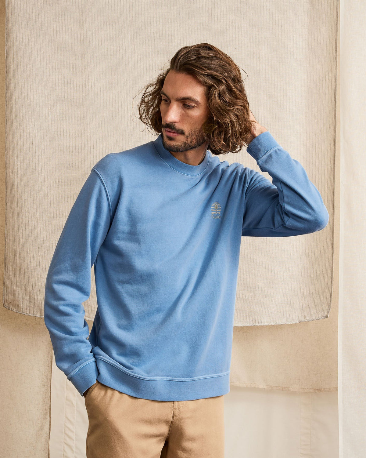 Oversized Sky Blue Crew-Neck Sweatshirt