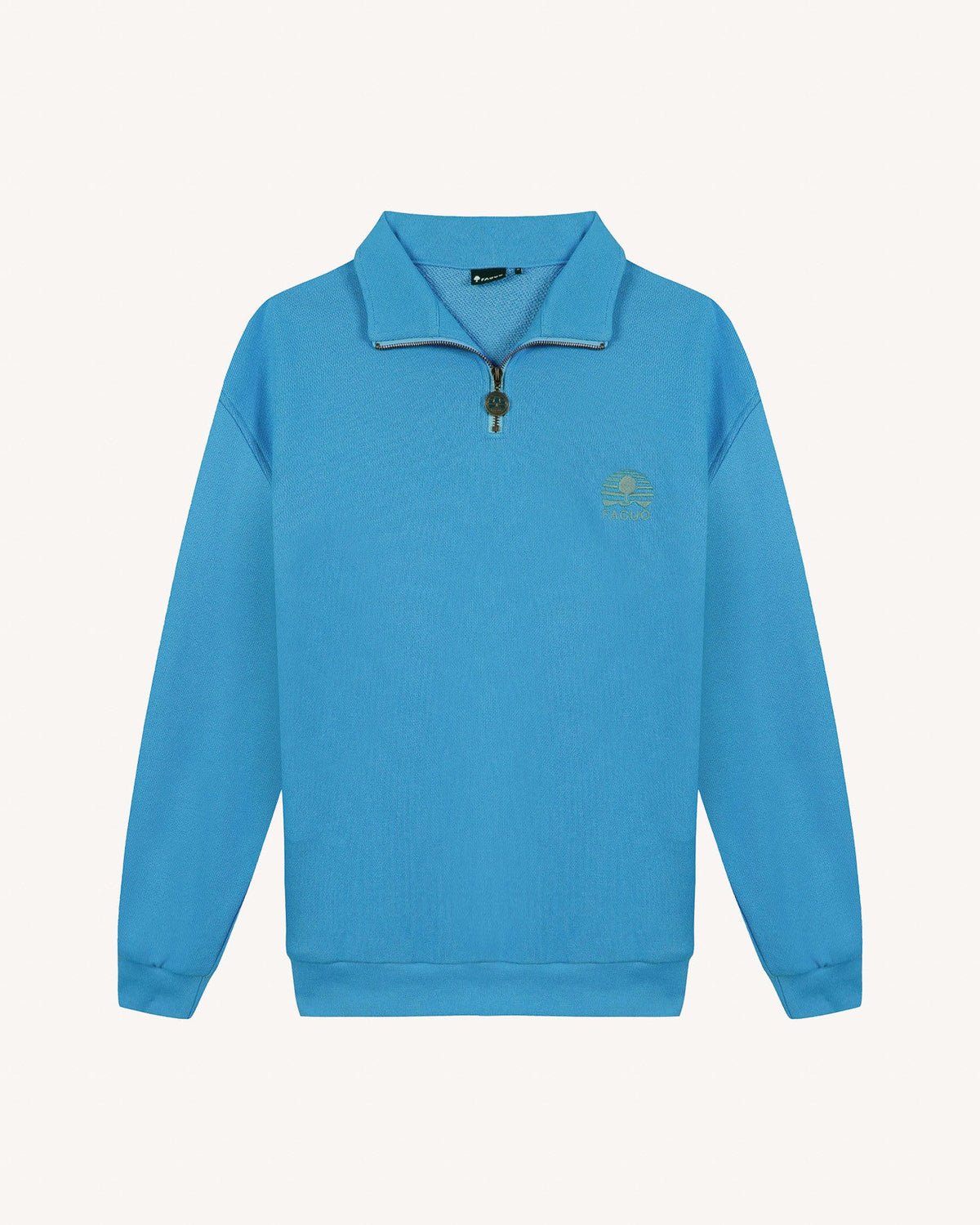 Sudadera con cremallera azul celeste de algodón