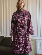 Floro Burgundy & Pink Polka Dot Trench Coat