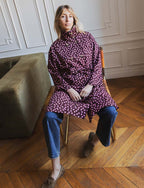 Floro Burgundy & Pink Polka Dot Trench Coat