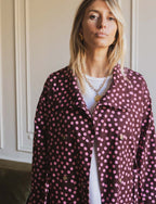 Floro Burgundy & Pink Polka Dot Trench Coat