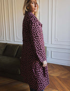 Floro Burgundy & Pink Polka Dot Trench Coat