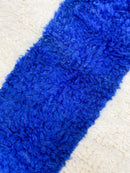 Tapis Berbère Marocain Beni Ouarain - Ecru Et Bleu