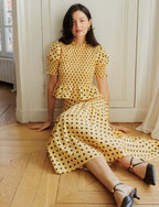 Top De Lunares Amarillo Y Choco Paloma