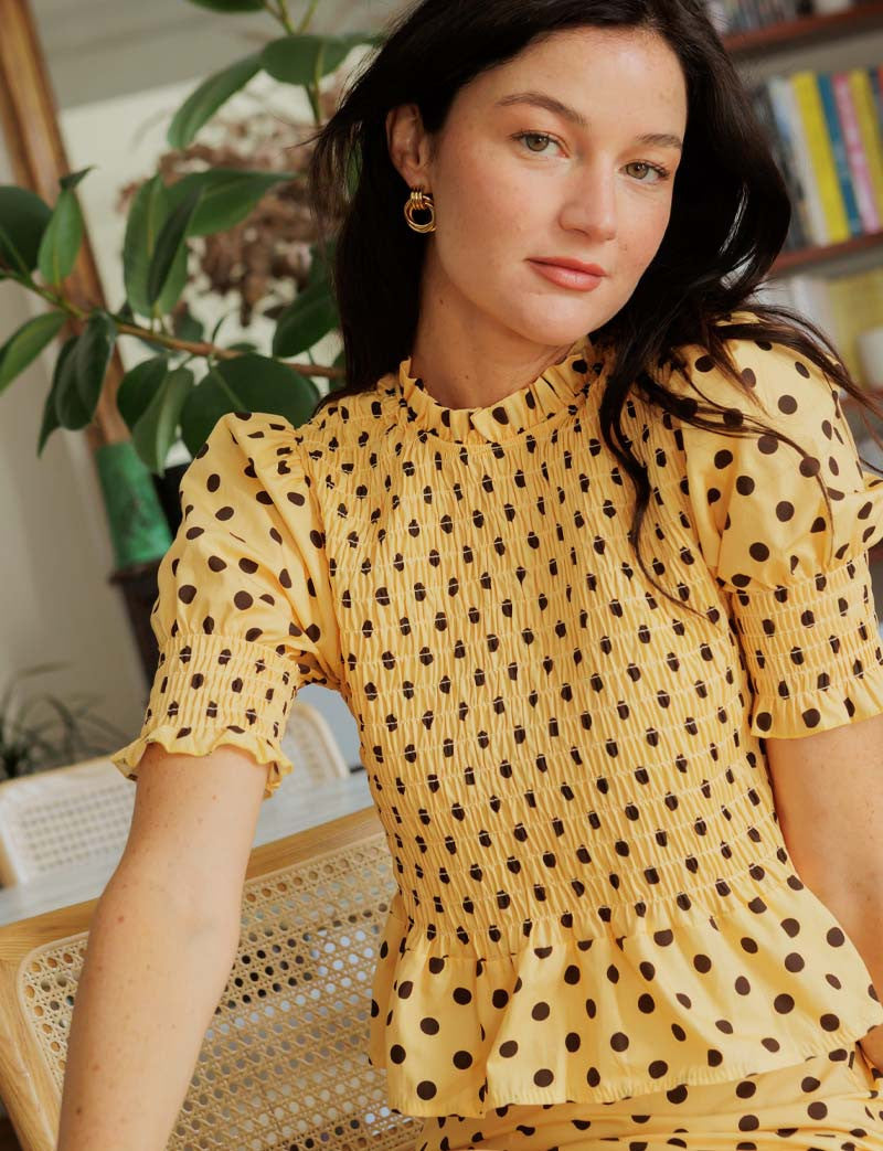 Top De Lunares Amarillo Y Choco Paloma