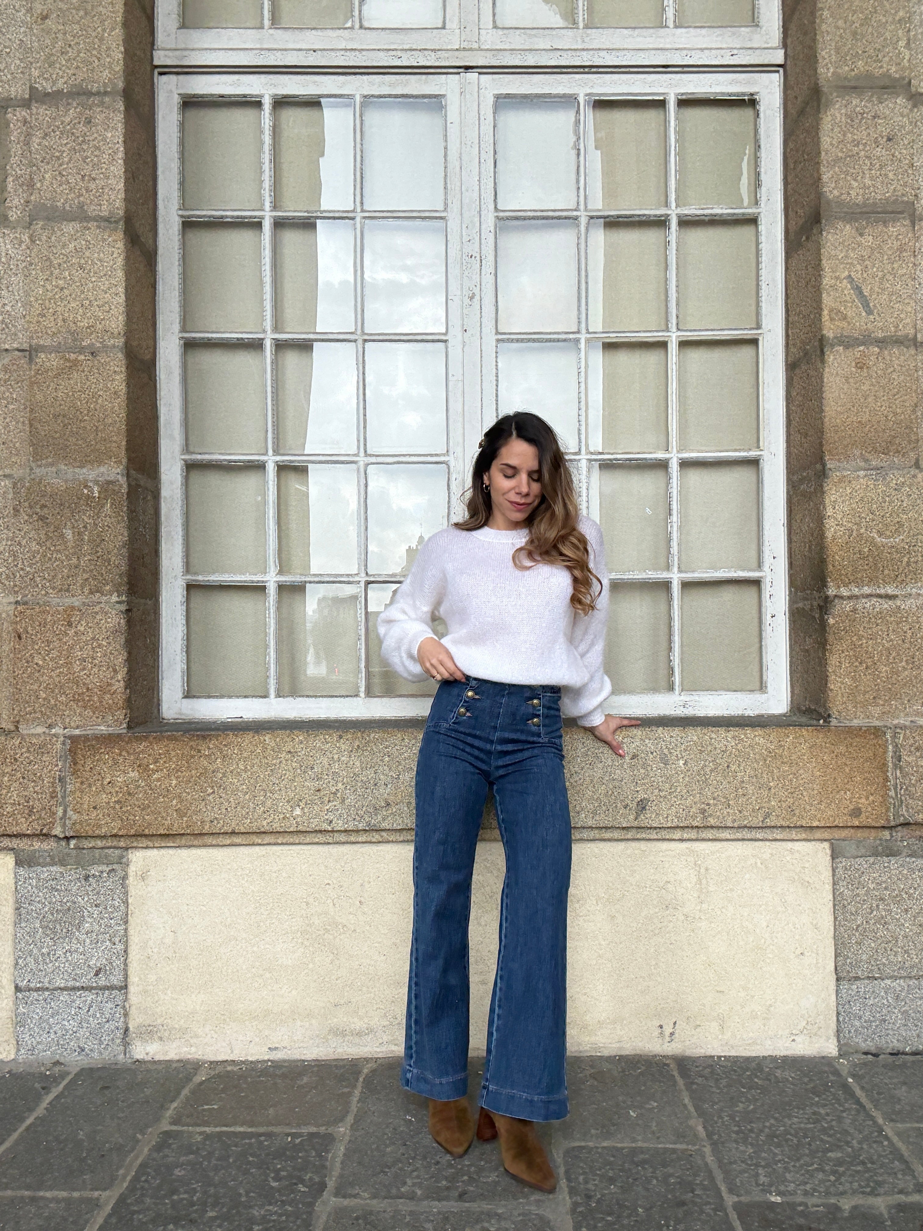 Gaia white mohair and wool knit