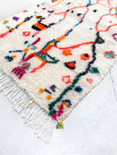 Tapis Berbère Marocain Azilal - Ecru À Motifs Colorés