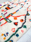 Tapis Berbère Marocain Azilal - Ecru À Motifs Colorés