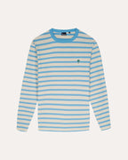 White and Sky Blue Cotton Breton Top