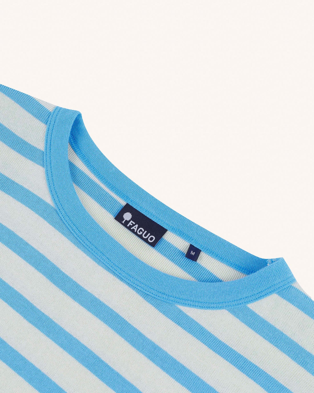 White and Sky Blue Cotton Breton Top