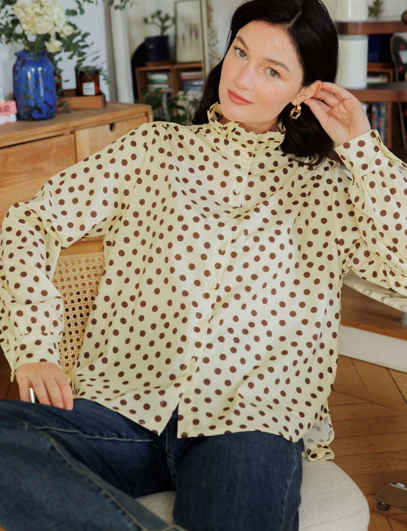 Chemise À Pois Jaune & Choco Gustava