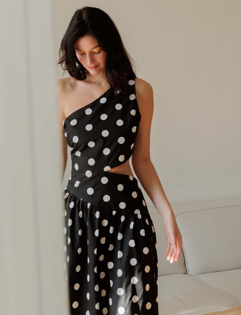 Vestido Negro de Lunares Blancos Shalev