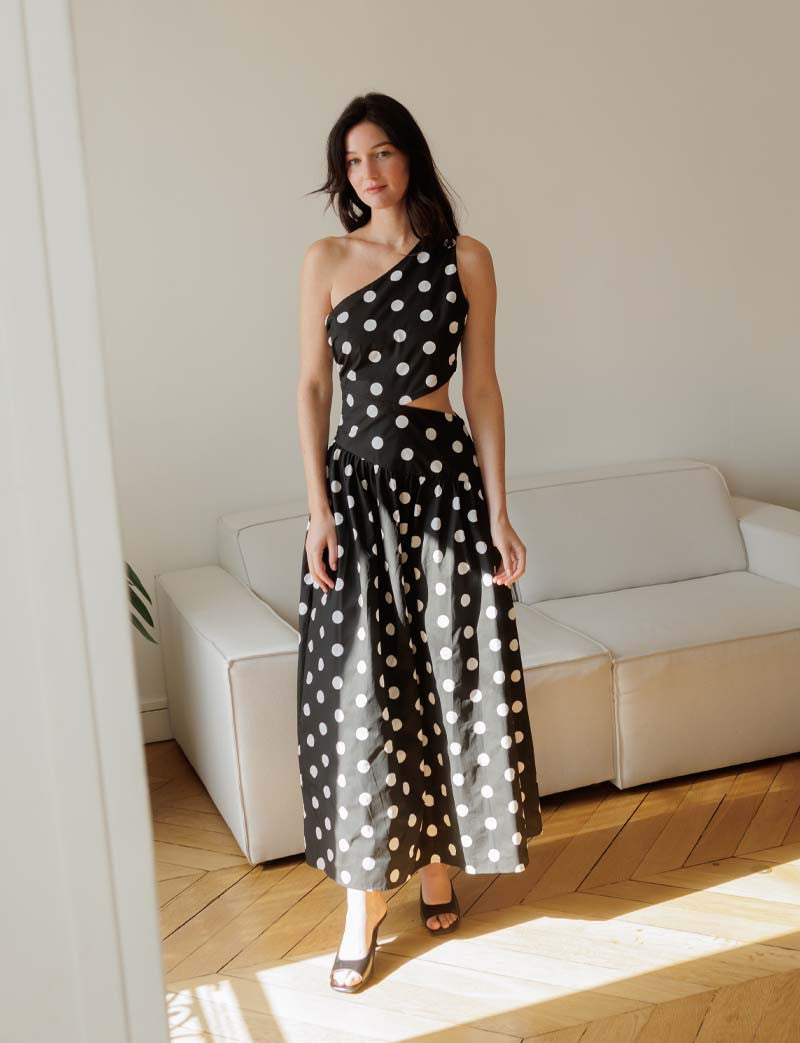 Vestido Negro de Lunares Blancos Shalev