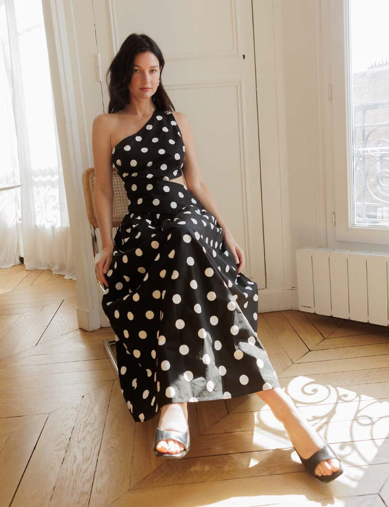 Vestido Negro de Lunares Blancos Shalev