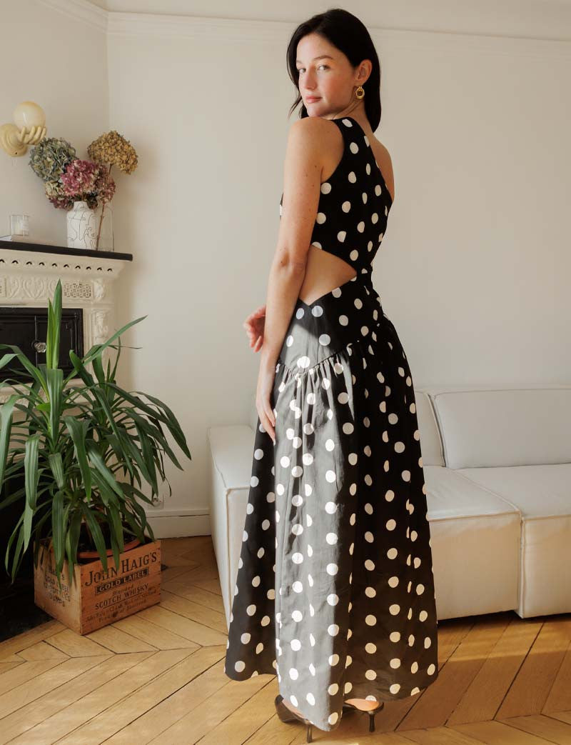 Vestido Negro de Lunares Blancos Shalev