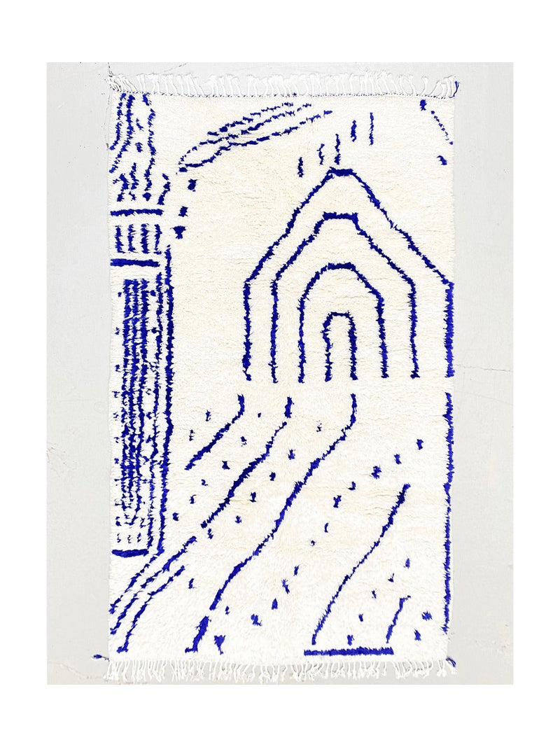 Tapis Berbère Marocain Azilal - Bleu Majorelle