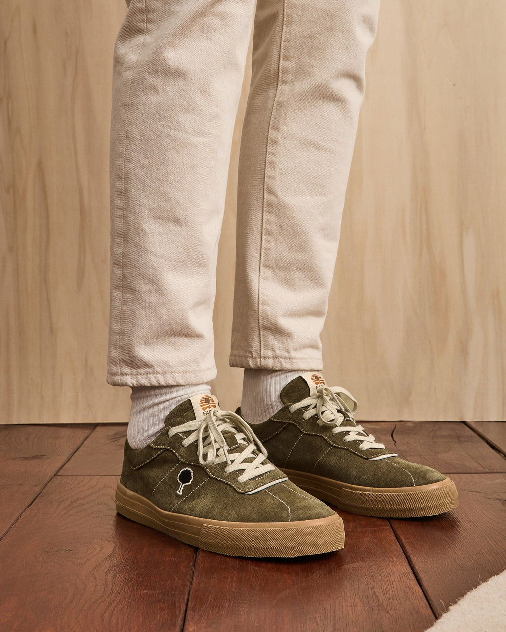 Baskets Cuir Suède Kaki