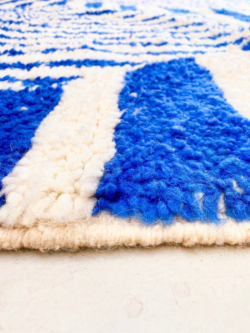 Tapis Berbère Marocain Beni Ouarain - Bleu Majorelle