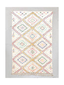 Tapis Berbère Marocain Beni Ouarain - Ecru À Motifs Colorés