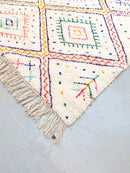 Tapis Berbère Marocain Beni Ouarain - Ecru À Motifs Colorés