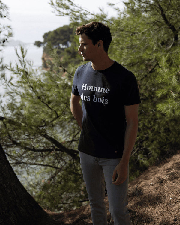 Camiseta azul marino de algodón Homme des Bosque