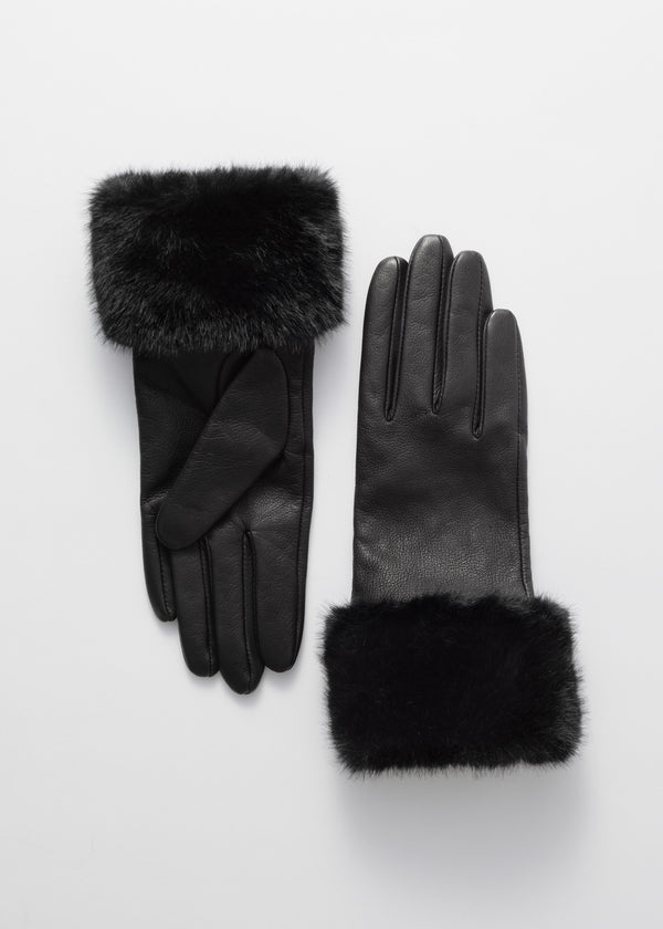 Gants Eira À Poignets En Fourrure - Noirs